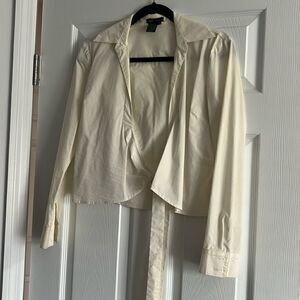 BCBGMaxazria Cream Colored Top - Cropped Open Long Sleeve - Size 4